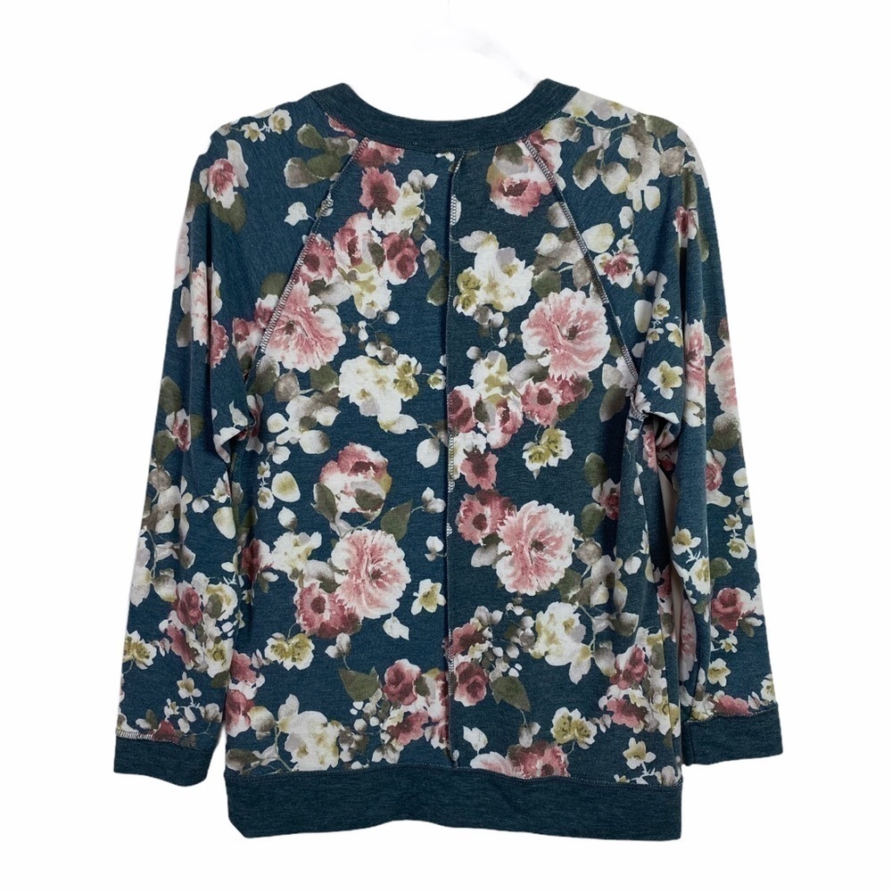Caslon Floral Print Knit Pullover Green Sweater XS - Picture 10 of 11